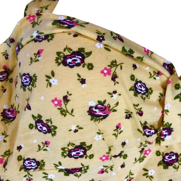 Y2K L.E.I. Yellow Floral Cottagecore Coquette Bustier Halter Top / Medium - Picture 5 of 8